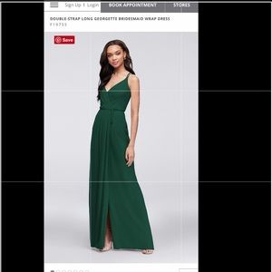 Double-strap long Georgette wrap bridesmaid dress